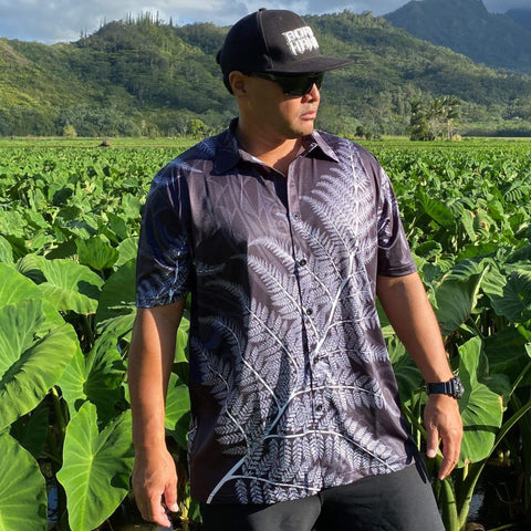 Born Hawaii Aloha Shirt PALAPALAI ALOHA SHIRT BLACK