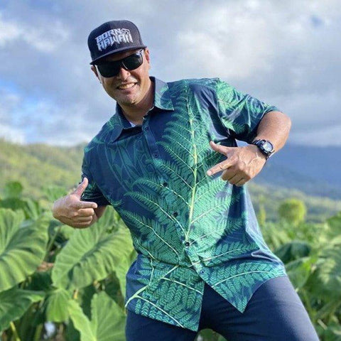 Born Hawaii Aloha Shirt PALAPALAI ALOHA SHIRT GREEN