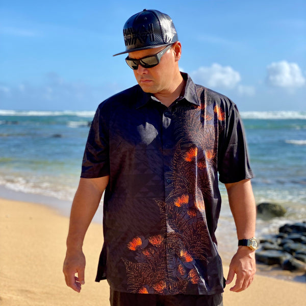 Born Hawaii Aloha Shirt PAPAHI ALOHA SHIRT ORANGE