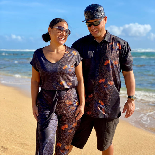 Born Hawaii Aloha Shirt PAPAHI ALOHA SHIRT ORANGE