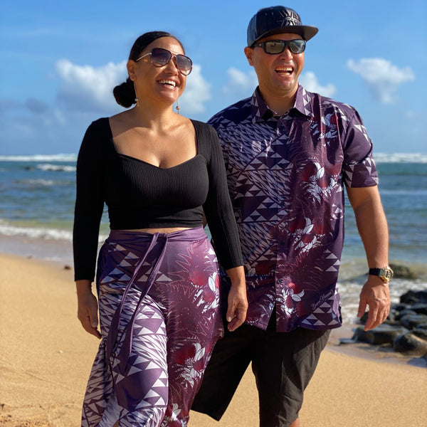 Born Hawaii Aloha Shirt PAPAHI ALOHA SHIRT PURPLE