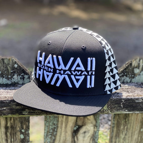 Born Hawaii Hat BHI 3D BLACK WHITE TRIANGLE HAT