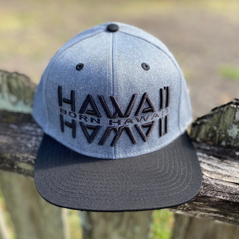 Born Hawaii Hat BHI 3D GREY BLACK SNAPBACK HAT