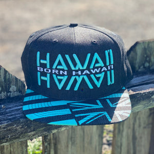 Born Hawaii Hat BHI 3D TEAL FLAG SNAPBACK HAT