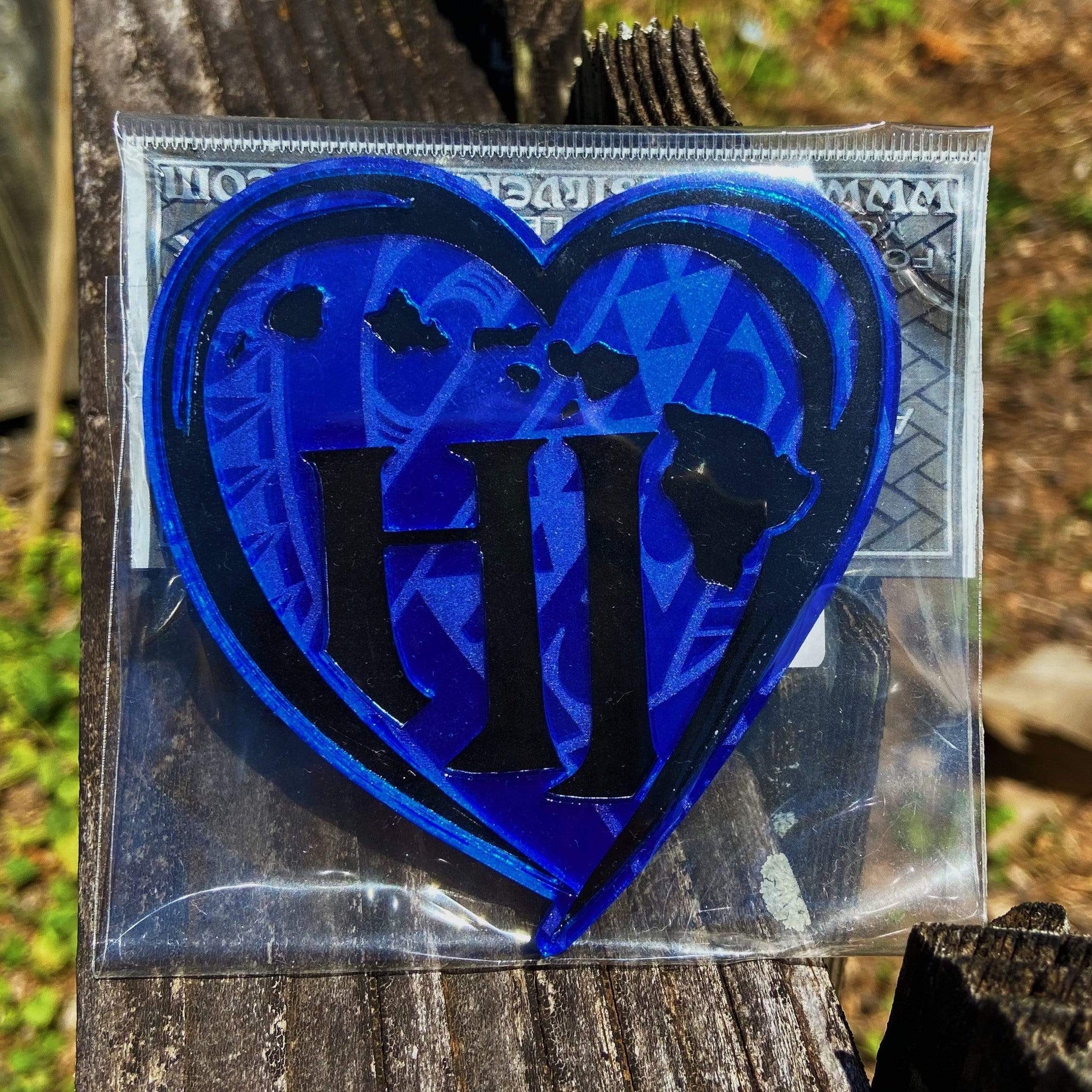 SMALL HEART LOGO ACRYLIC DECAL BLUE