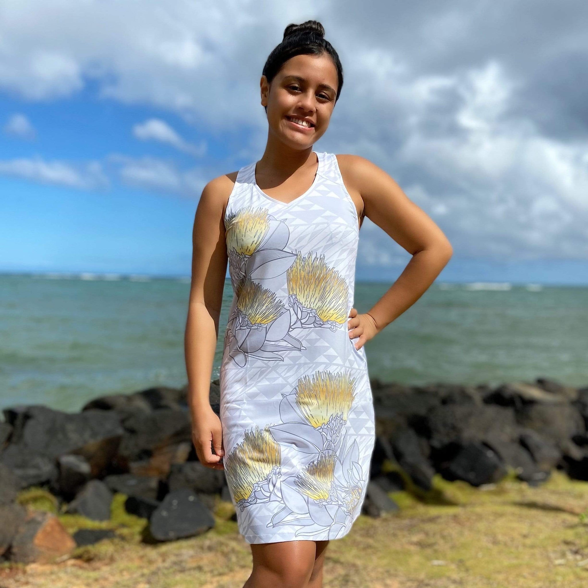 Born Hawaii Womens LEHUA RAZORBACK DRESS GOLD