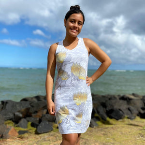 Born Hawaii Womens LEHUA RAZORBACK DRESS GOLD